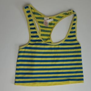 XINKI ONE SIZE YELLOW BLUE NEON COMPRESSION STYLE WORKOUT TANK TOP